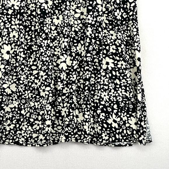 Vero Moda Maxi Slit Skirt Women L Black White Floral Print with Pockets - Picture 7 of 14